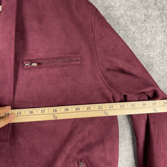 Cromwell Valley Faux Suede Moto Jacket Womens Large Burgundy Embroidered Stretch - Picture 10 of 16